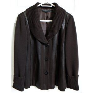 Lafayette 148 New York brown Nappa leather and wool jacket